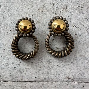 Vintage Multicolor Omega Back Postback Earring With Removable Hoop